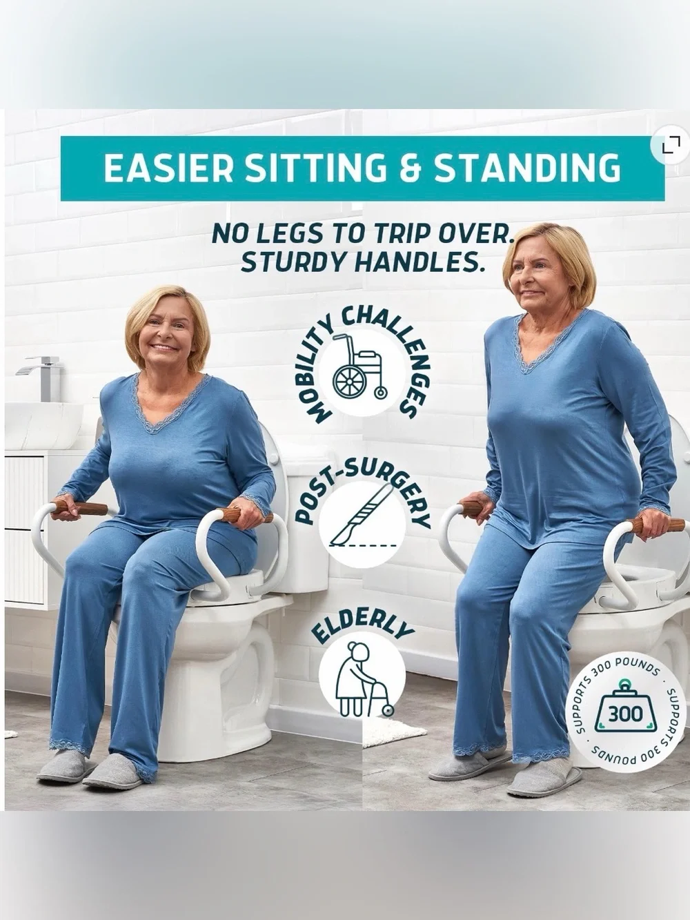 NEW Raised Toilet Seat with Handles Elongated